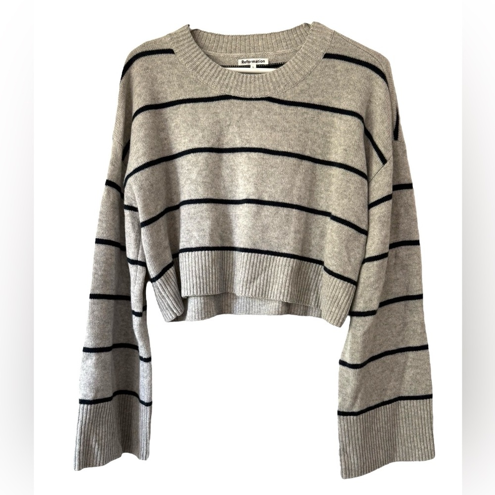 Reformation Gray and Black Striped Sweater